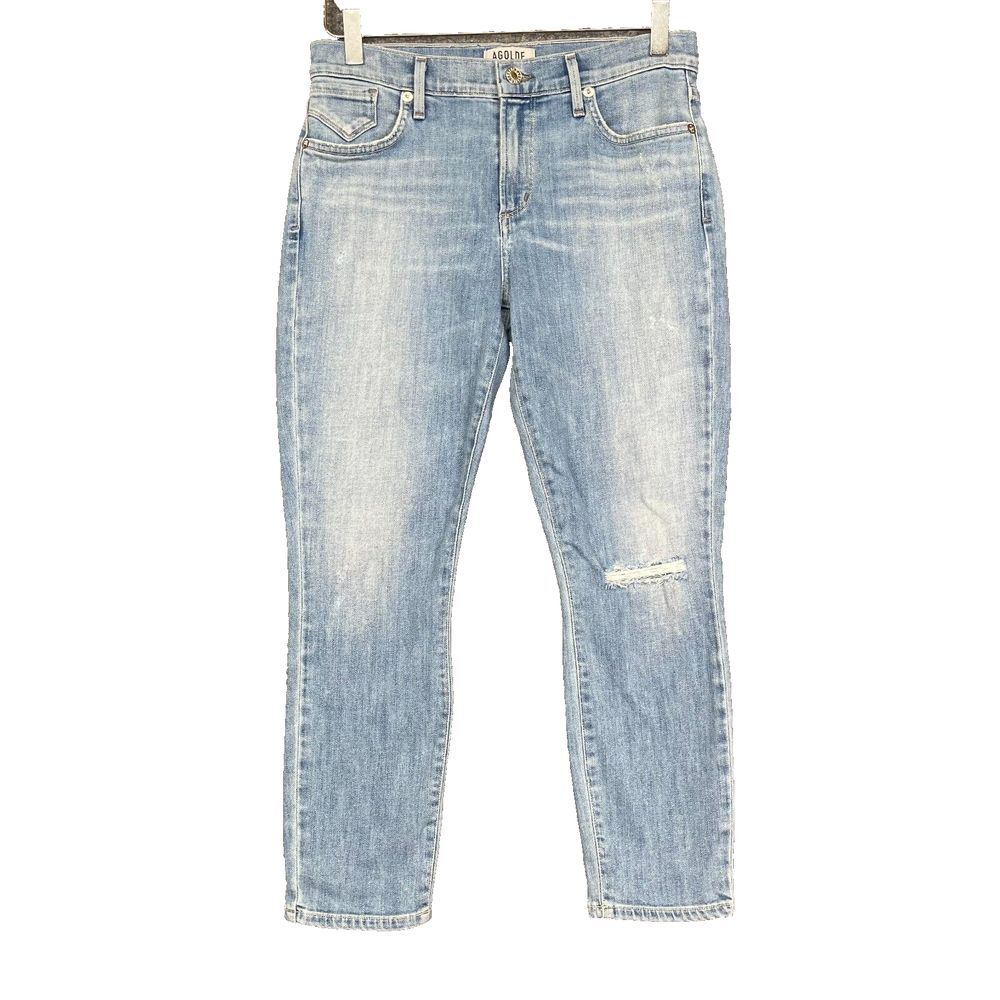 Agolde Jeans Womens 27 Blue Light Wash Distressed Style A040 Cotton Stretch